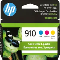 HP - 910 3-Pack Standard Capacity Ink Cartridges - Cyan/Magenta/Yellow