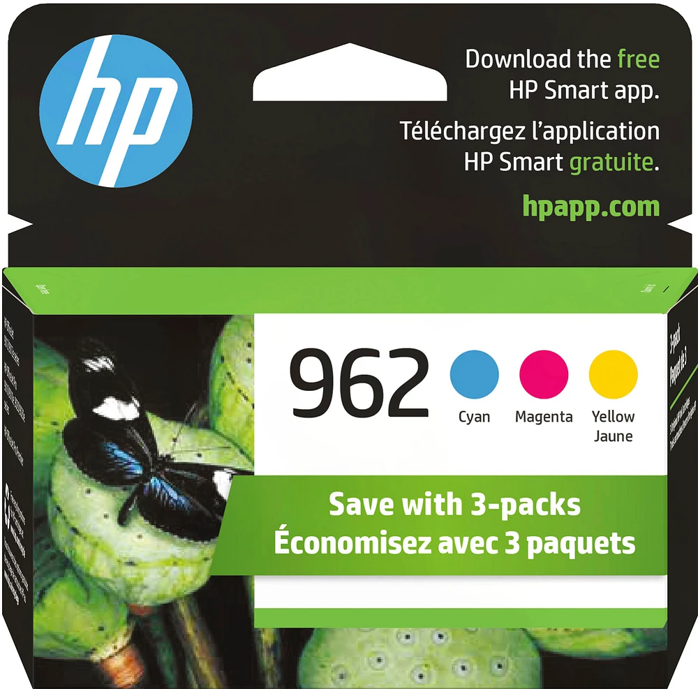 HP - 962 3-Pack Standard Capacity Ink Cartridges - Cyan/Magenta/Yellow