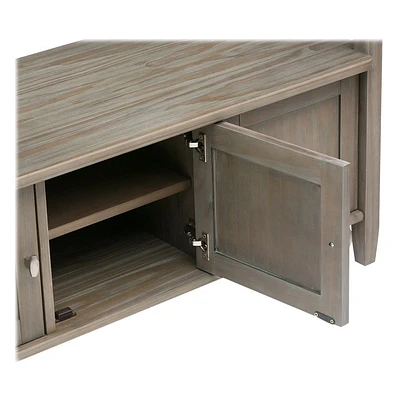 Simpli Home - Warm Shaker SOLID WOOD 44 inch Wide Transitional Entryway Storage Bench in Distressed Grey - Distressed Gray