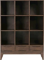 Simpli Home - Harper Mid Century Modern Cube Storage Bookcase With Drawers - Walnut Brown