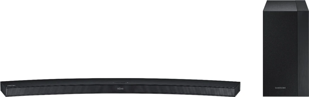 Samsung - Geek Squad Certified Refurbished 2.1-Channel Curved Soundbar System with Wireless Subwoofer - Black/Silver