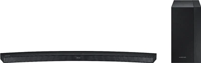 Samsung - Geek Squad Certified Refurbished 2.1-Channel Curved Soundbar System with Wireless Subwoofer - Black/Silver