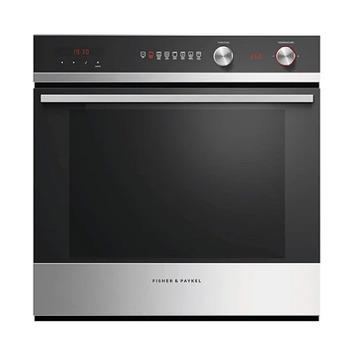Fisher & Paykel - Contemporary 23.5" Built-In Single Electric Wall Oven - Brushed Stainless Steel/Black Glass