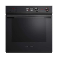Fisher & Paykel - Contemporary 23.5" Built-In Single Electric Convection Wall Oven - Black Glass