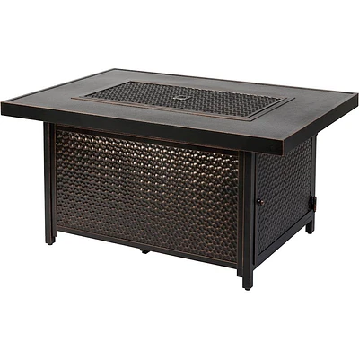 Fire Sense - Weyland Rectangular Aluminum LPG Fire Pit - Antique Bronze