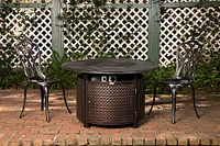 Fire Sense - Weyland Round Aluminum LPG Fire Pit - Antique Bronze