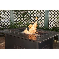 Fire Sense - Dynasty Rectangular Aluminum LPG Fire Pit - Antique Bronze