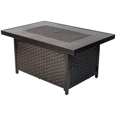 Fire Sense - Baker Rectangular Aluminum LPG Fire Pit - Brown