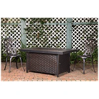 Fire Sense - Baker Rectangular Aluminum LPG Fire Pit - Brown