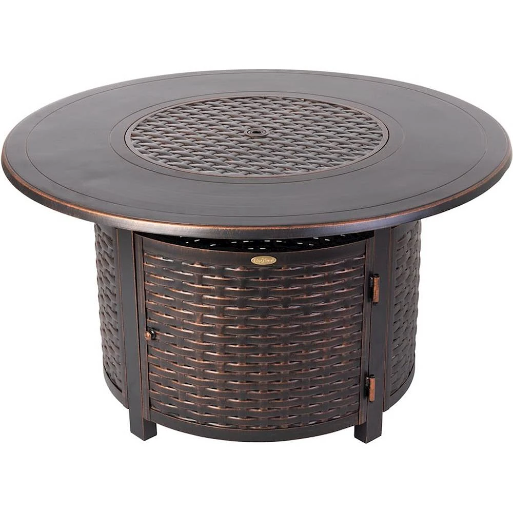 Fire Sense - Florence Woven Round Aluminum LPG Fire Pit - Antique Bronze