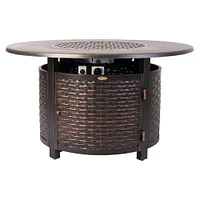 Fire Sense - Florence Woven Round Aluminum LPG Fire Pit - Antique Bronze