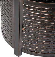 Fire Sense - Florence Woven Round Aluminum LPG Fire Pit - Antique Bronze