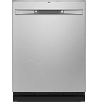 GE - Stainless Steel Interior Fingerprint Resistant Dishwasher with Hidden Controls