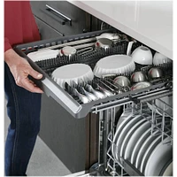 GE Profile - Stainless Steel Interior Fingerprint Resistant Dishwasher with Hidden Controls - Stainless Steel
