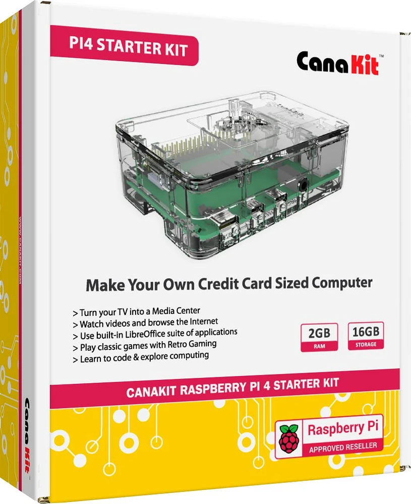 CanaKit - Raspberry Pi 4 2GB Starter Kit - Clear