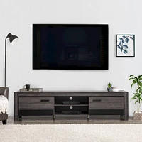 CorLiving - Joliet Duotone TV Bench for TVs up to 95" - Distressed Carbon Grey, Black Duotone