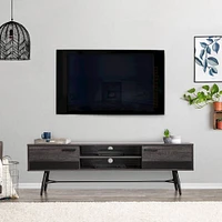 CorLiving - Aurora TV Bench with Splayed Legs, For TVs up to 85" - Distressed Carbon Grey, Black Duotone