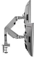 Mount-It! - Dual Monitor Desk Mount w/USB Ports - Silver