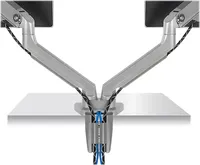 Mount-It! - Dual Monitor Desk Mount w/USB Ports - Silver