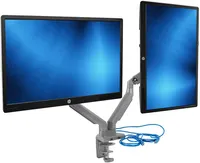 Mount-It! - Dual Monitor Desk Mount w/USB Ports - Silver