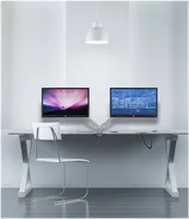 Mount-It! - Dual Monitor Desk Mount w/USB Ports - Silver