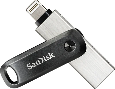 SanDisk - iXpand Flash Drive Go 128GB USB 3.0 Type-A to Apple Lightning for iPhone & iPad - Black / Silver