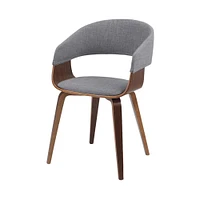 Simpli Home - Lowell Mid Century Modern Bentwood Dining Chair in Linen Look Fabric
