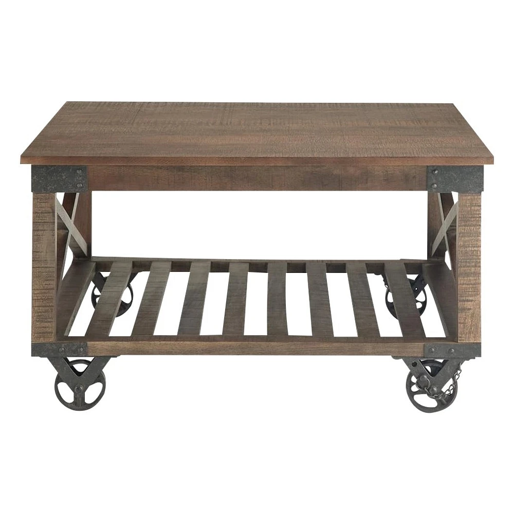 Simpli Home - Harding Square Industrial Mango Wood Coffee Table - Distressed Dark Brown