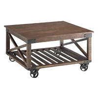 Simpli Home - Harding Square Industrial Mango Wood Coffee Table - Distressed Dark Brown