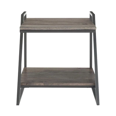Simpli Home - Braxton Square Contemporary Industrial Solid Mango Wood End Table - Carbon Stain