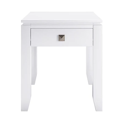 Simpli Home - Cosmopolitan Square Contemporary Wood 1-Drawer End Table - White