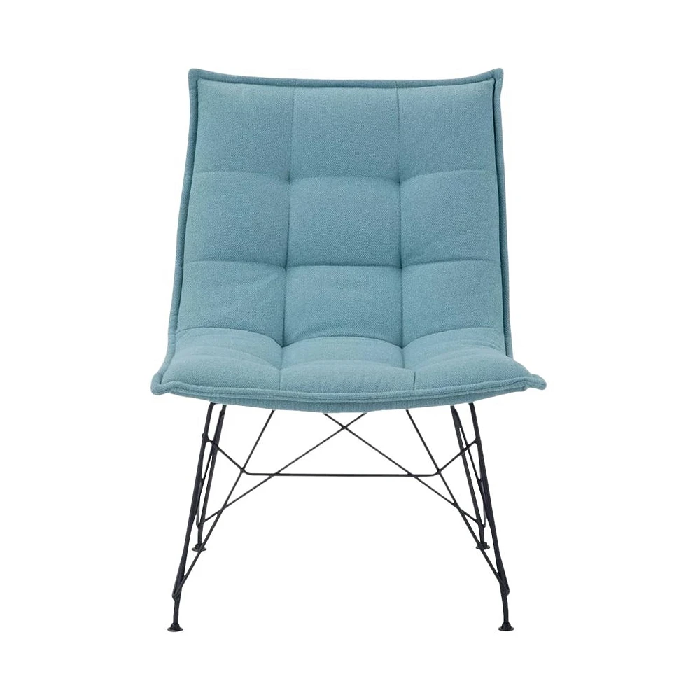 Simpli Home - Elsie Contemporary Metal, Woven Fabric & Plywood Accent Chair - Aqua