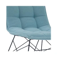 Simpli Home - Elsie Contemporary Metal, Woven Fabric & Plywood Accent Chair - Aqua