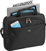 Solo New York - Ace Slim Briefcase for 13.3" Laptop - Black With Orange Accents