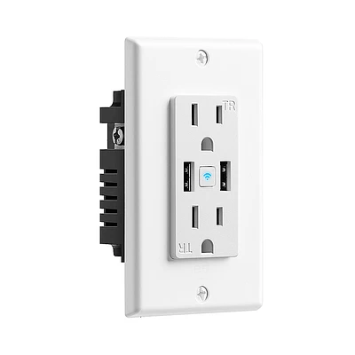 Geeni - Current Plus Charge 2-Outlet/2-USB Smart Outlet - White