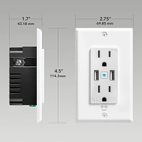 Geeni - Current Plus Charge 2-Outlet/2-USB Smart Outlet - White