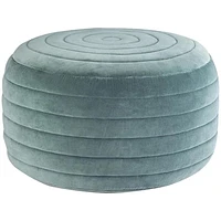 Simpli Home - Vivienne Round Contemporary Velvet/Polystyrene Pouf - Turquoise