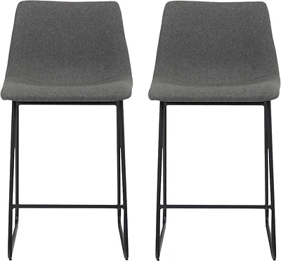 Simpli Home - Ridley Contemporary Mid-Century Fabric Counter Chairs (Set of 2) - Gray/Black