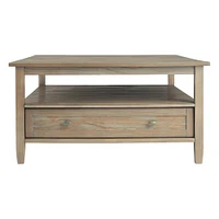 Simpli Home - Warm Shaker Square Rustic Wood 2-Drawer Coffee Table - Distressed Gray