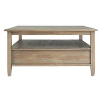 Simpli Home - Warm Shaker Square Rustic Wood 2-Drawer Coffee Table - Distressed Gray