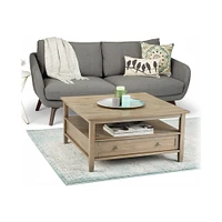 Simpli Home - Warm Shaker Square Rustic Wood 2-Drawer Coffee Table - Distressed Gray