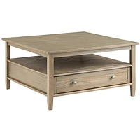 Simpli Home - Warm Shaker Square Rustic Wood 2-Drawer Coffee Table - Distressed Gray