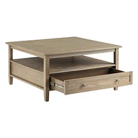 Simpli Home - Warm Shaker Square Rustic Wood 2-Drawer Coffee Table - Distressed Gray