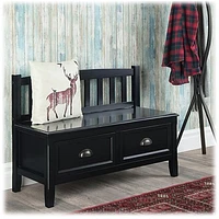 Simpli Home - Burlington SOLID WOOD 42 inch Wide Transitional Entryway Storage Bench with Drawers in - Black