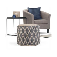 Simpli Home - Edgeley Round Contemporary Polystyrene/Cotton Pouf - Gray