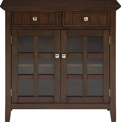 Simpli Home - Acadian SOLID WOOD 36 inch Wide Transitional Entryway Storage Cabinet in - Natural Aged Brown