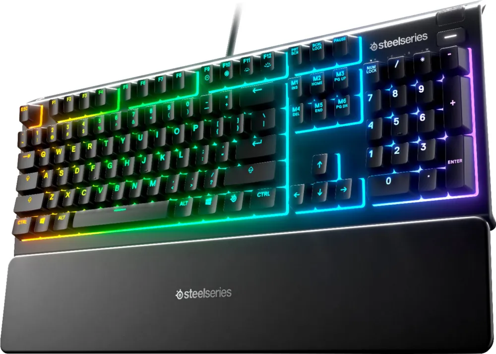 SteelSeries - Apex 3 Full Size Wired Membrane Whisper Quiet Switch Gaming Keyboard with 10 zone RGB Backlighting - Black