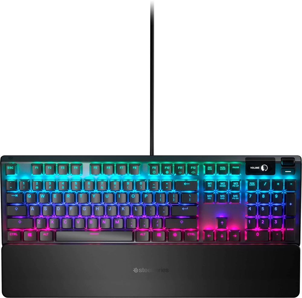 SteelSeries - Apex 5 Full Size Wired Mechanical Hybrid Blue Tactile & Clicky Switch Gaming Keyboard with RGB Backlighting - Black