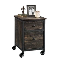 Sauder - Steel River Collection Rustic Powder-Coated Metal Pedestal - Carbon Oak