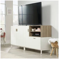 Sauder - Anda Norr Modular Credenza for Most Flat-Panel TVs Up to 60" - White With Sky Oak Accents